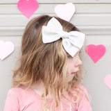 Linen Rona Bow in 11 colors, Newborn Headband or Clip