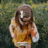 Campfire Orange Linen Evy Bow, Newborn Headband