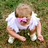 Pink Scattered Polka Dot Evy Bow, Newborn Headband