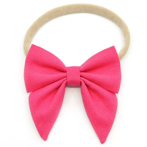 Magenta Linen Elle Bow, Toddler Hairclip
