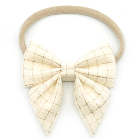 Metallic Rose Gold Crosshatch Elle Bow, Toddler Hairclip