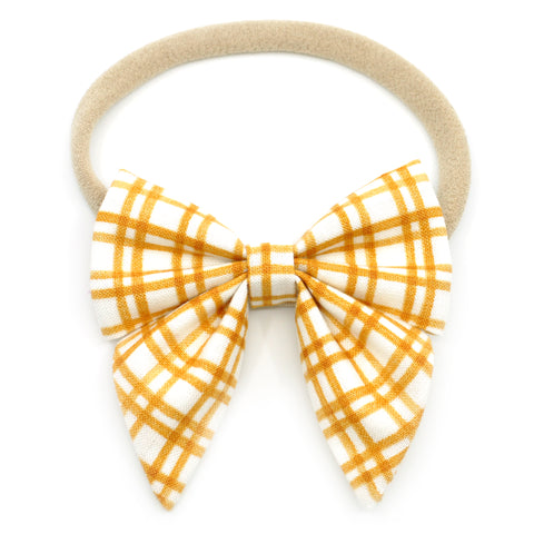 Mustard Plaid Elle Bow, Toddler Hairclip