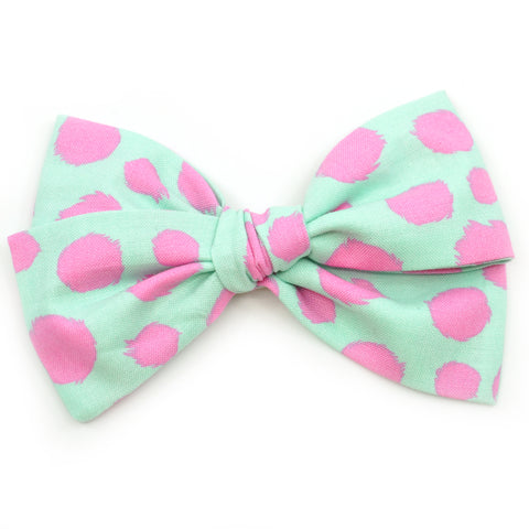 Mint & Hot Pink Polka Dot Rona Bow