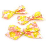 Vintage Neon Peachy Floral Evy Bow, Infant Headband