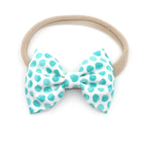 Neon Teal Polka Dot Belle Bow, Tuxedo Bow