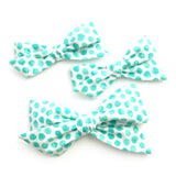 Neon Teal Polka Dot Evy Bow, Infant Headband