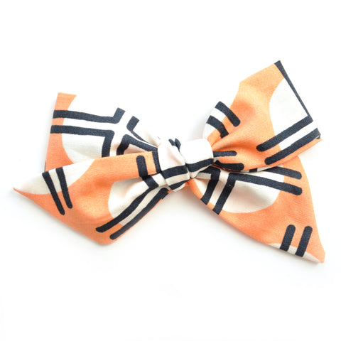 Geometric Peach Large Evy Bow