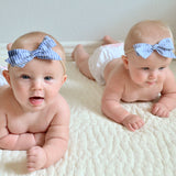 Denim Blue Floral Evy Bow, Newborn Headband