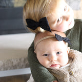 White & Black Flowers Evy Bow, Newborn Headband or Clip