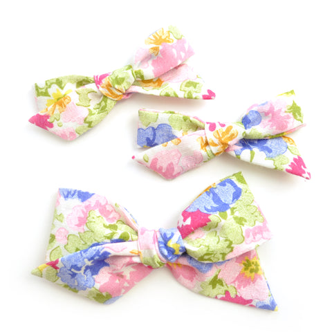 Vintage Pink & Blue Floral Evy Bow, Infant Headband