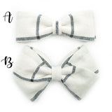 Linen Bow Tie OR Anna Bow in 11 colors, Newborn Headband or Clip