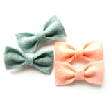 Mini-Felt Piggy Tail Bows, Bang Clips, Tiny Baby Bow Set